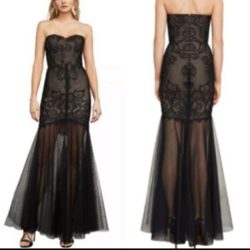 NWT BCBGMaxAzria Black Lace AME mermaid dress SZ6